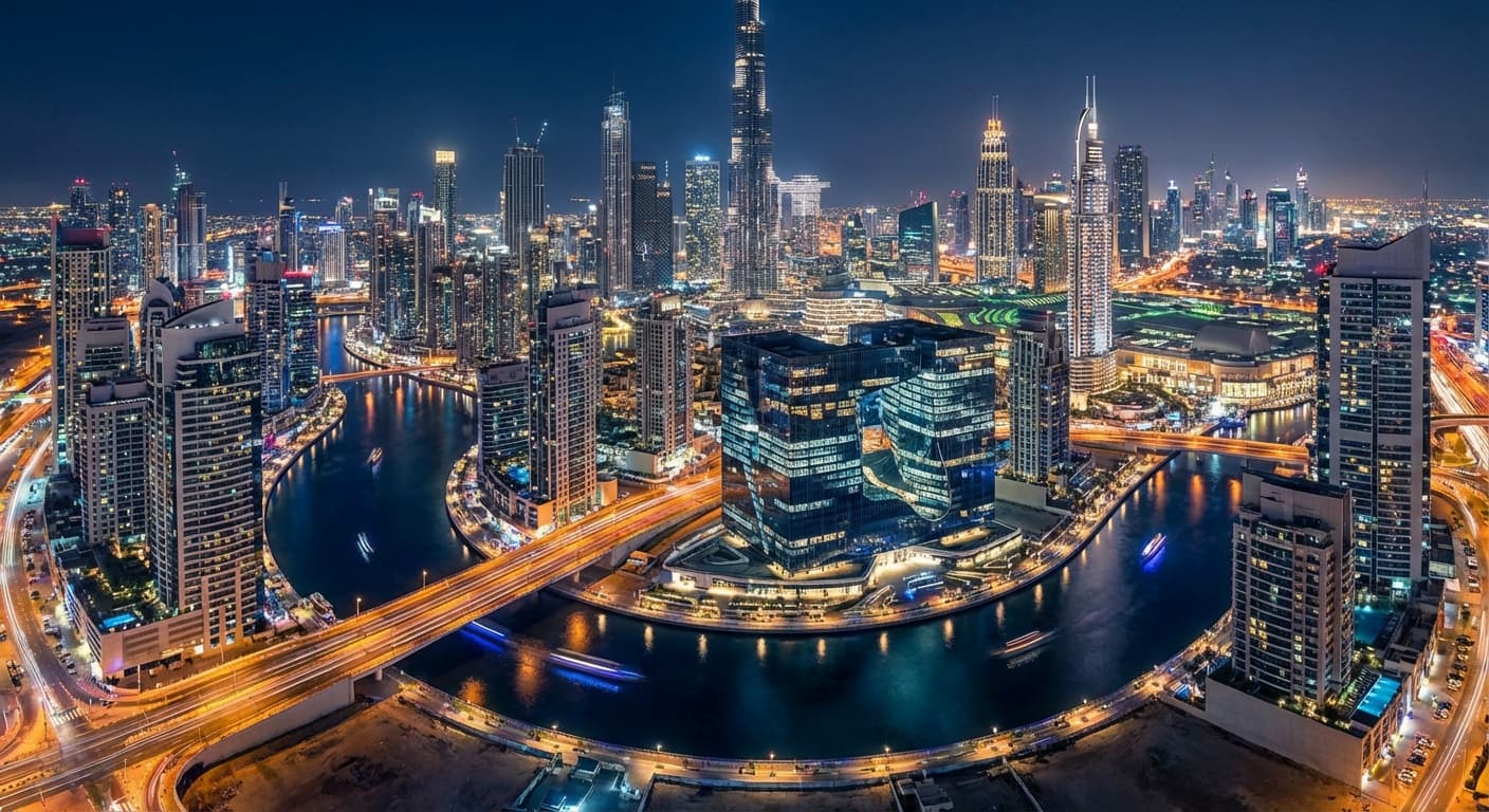 Dubai Business Bay at night